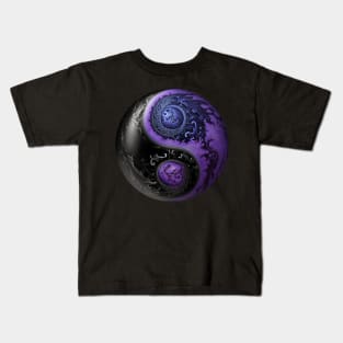 Yin Yang - Black & Purple Kids T-Shirt